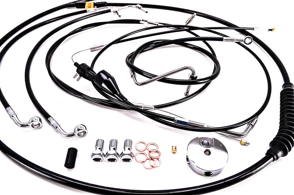 LA Choppers Handlebar Cable/Brake Line Kit Blk 12"14" Ape Hangers LA