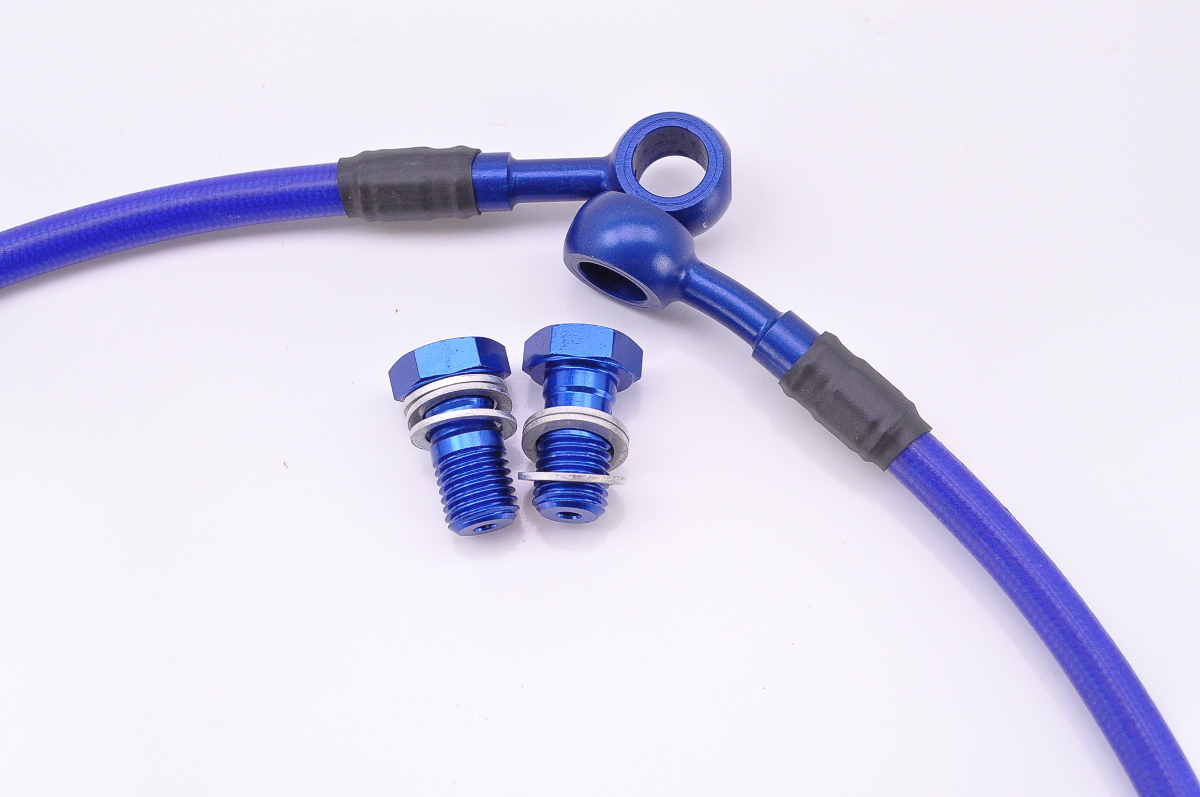 9006 YFZ350 Banshee Galfer Rear Brake Line, Blue w/ Blue Banjos (+6") D145R eBay