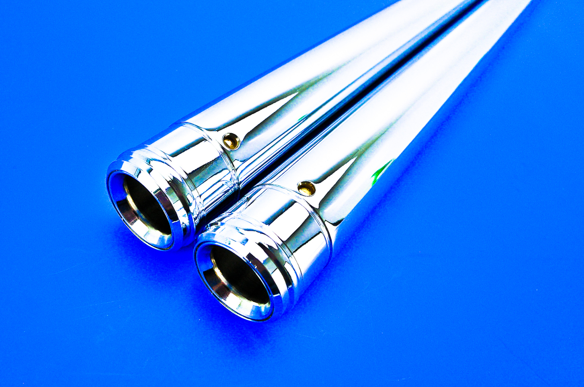 Custom Cycle Show Chrome Fork Tubes 39mm 34.25" (+10") T1350