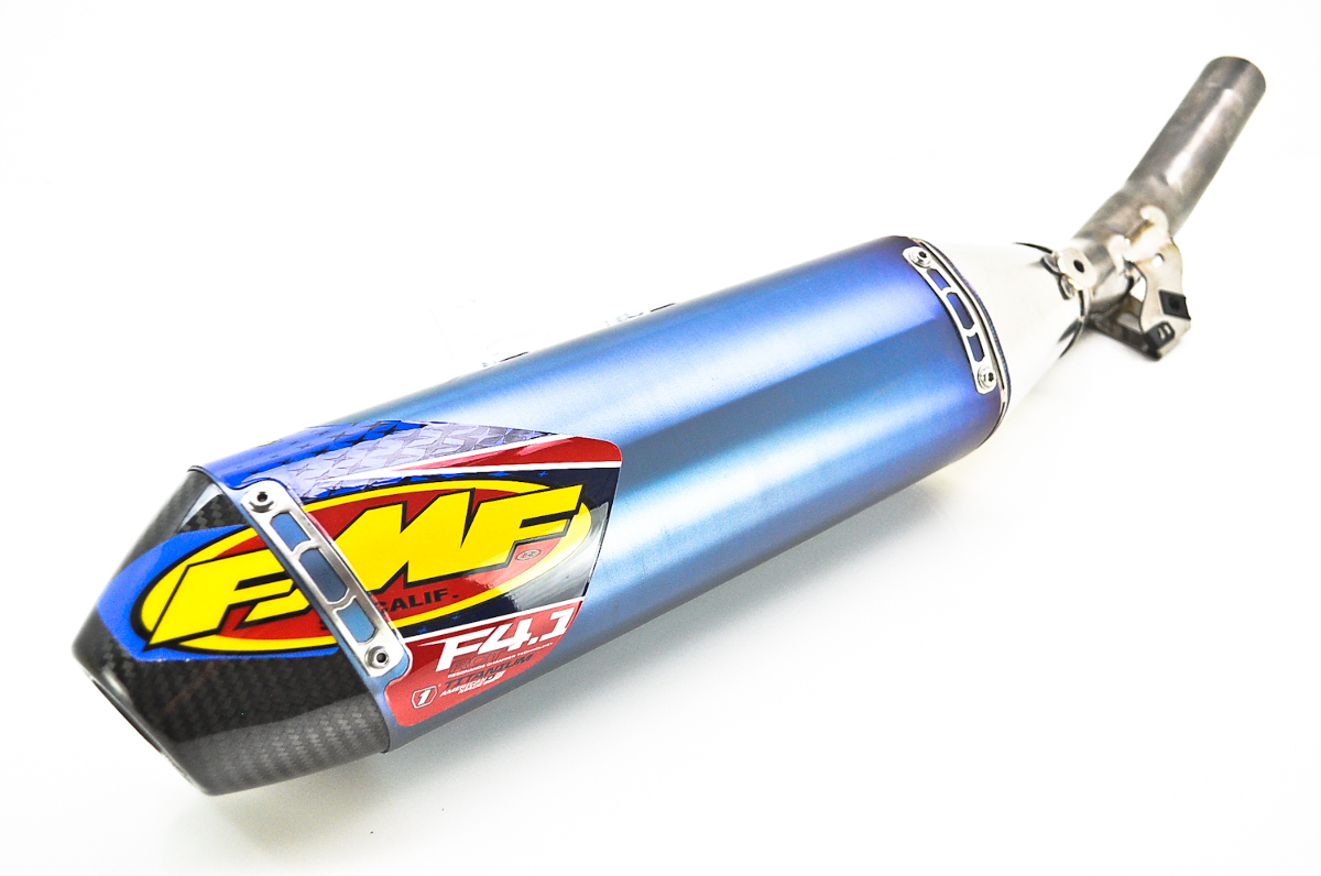 FMF Factory 4.1 RCT Exhaust, Blue Anodized, Carbon End Cap 044431 eBay