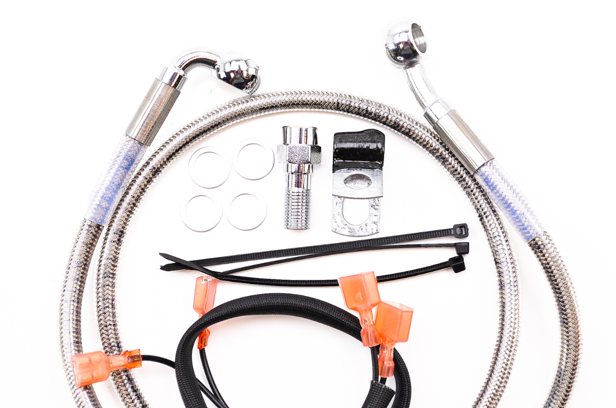 Drag Specialties Front Coated Stainless Steel Brake Line Kit, Clear