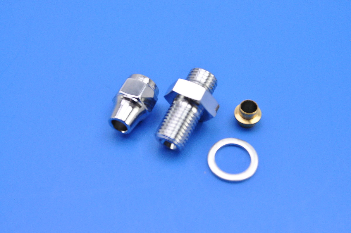 Drag Specialties 3/8"24 Straight Brake Line Fitting, Chrome 17420063